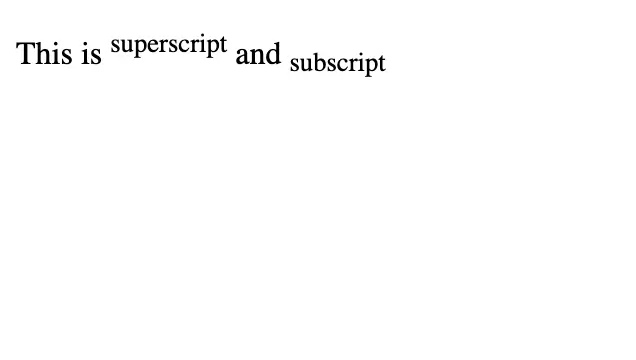 html text superscript and subscript